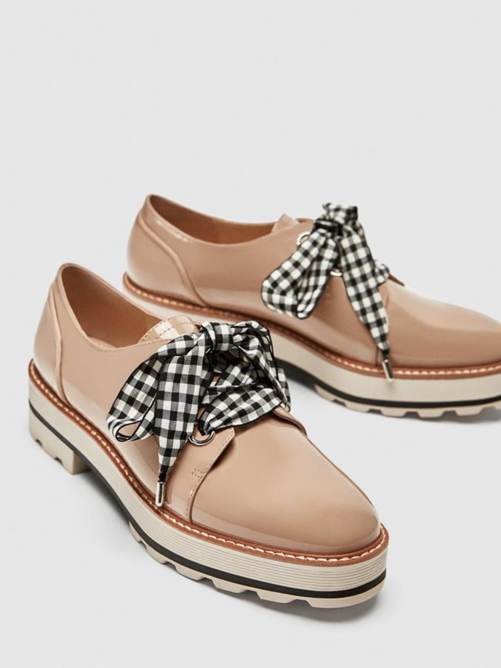 Zara Tan Women's Shoes with Checkered Laces